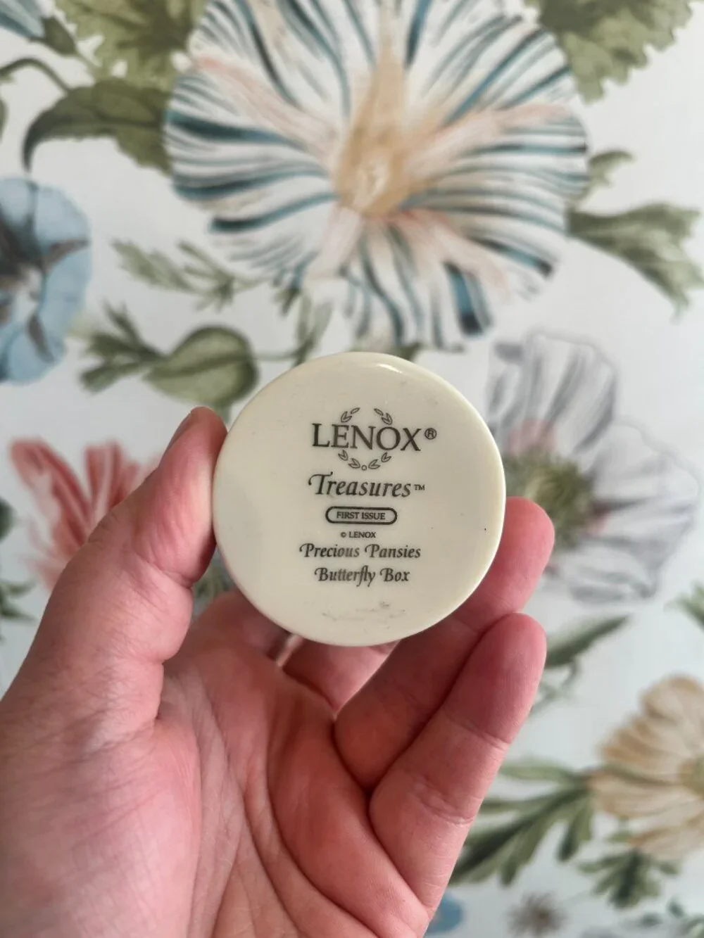 Vintage Lenox Precious Pansies Butterfly Trinket Box First Issue